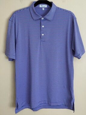 Peter Millar Summer Comfort Polo Blue Purple Stripe Golf Tennis Men's Size M